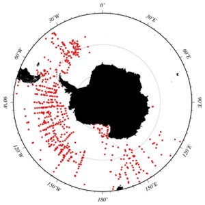 Map of ELTANIN plankton tows that contain any type of phytoplankton observation. Map of ELTANIN plankton tows that contain any type of phytoplankton observation.